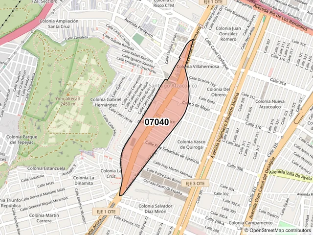 Mapa del código postal 07040, Gustavo A. Madero, Ciudad de México