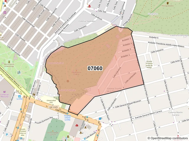 Mapa del código postal 07060, Gustavo A. Madero, Ciudad de México