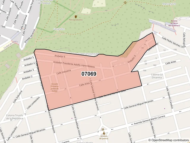 Mapa del código postal 07069, Gustavo A. Madero, Ciudad de México
