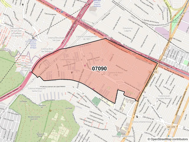 Mapa del código postal 07090, Gustavo A. Madero, Ciudad de México