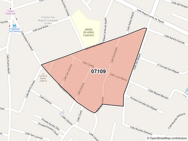 Mapa del código postal 07109, Gustavo A. Madero, Ciudad de México