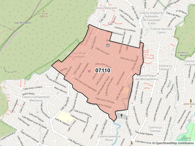 Mapa del código postal 07110, Gustavo A. Madero, Ciudad de México
