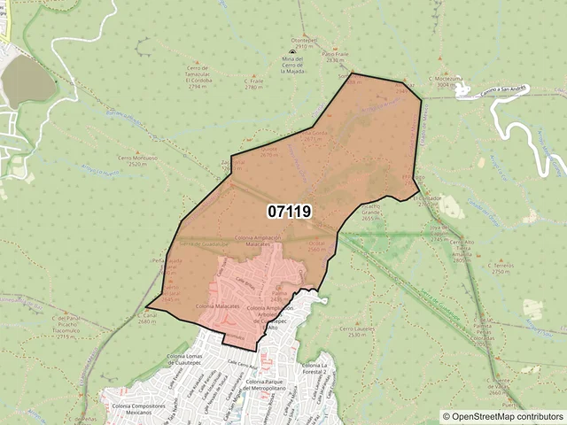 Mapa del código postal 07119, Gustavo A. Madero, Ciudad de México