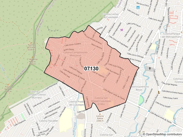 Mapa del código postal 07130, Gustavo A. Madero, Ciudad de México