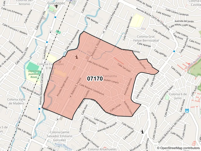 Mapa del código postal 07170, Gustavo A. Madero, Ciudad de México