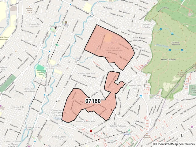 Mapa del código postal 07180, Gustavo A. Madero, Ciudad de México