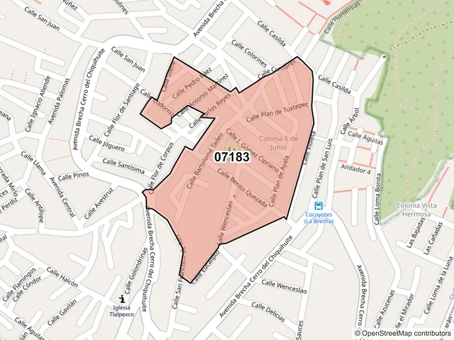 Mapa del código postal 07183, Gustavo A. Madero, Ciudad de México