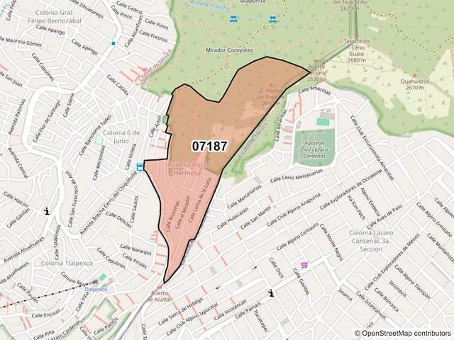 Mapa del código postal 07187, Gustavo A. Madero, Ciudad de México