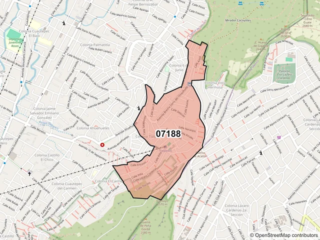 Mapa del código postal 07188, Gustavo A. Madero, Ciudad de México