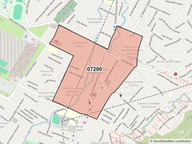 Mapa del código postal 07200, Gustavo A. Madero, Ciudad de México