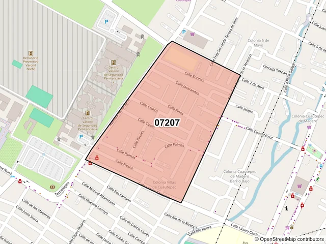 Mapa del código postal 07207, Gustavo A. Madero, Ciudad de México