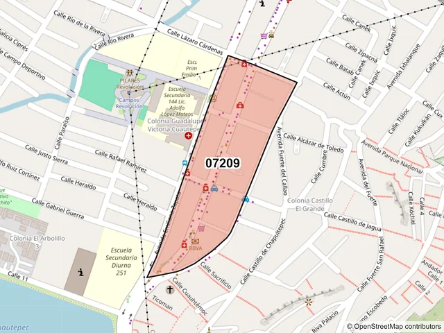 Mapa del código postal 07209, Gustavo A. Madero, Ciudad de México