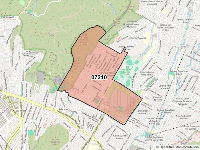 Mapa del código postal 07210, Gustavo A. Madero, Ciudad de México