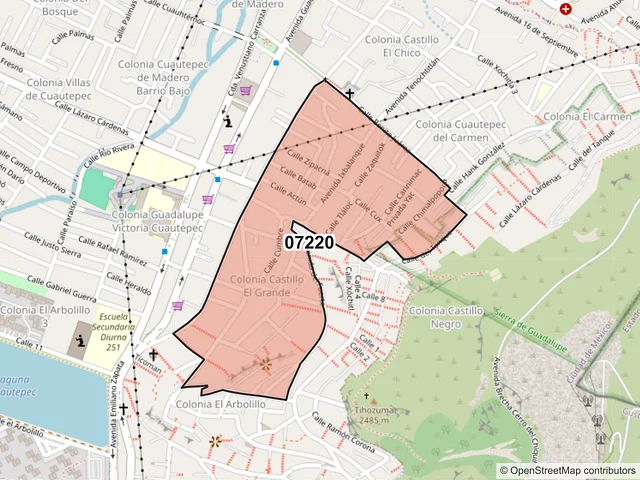 Mapa del código postal 07220, Gustavo A. Madero, Ciudad de México