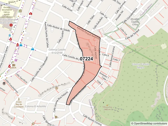 Mapa del código postal 07224, Gustavo A. Madero, Ciudad de México