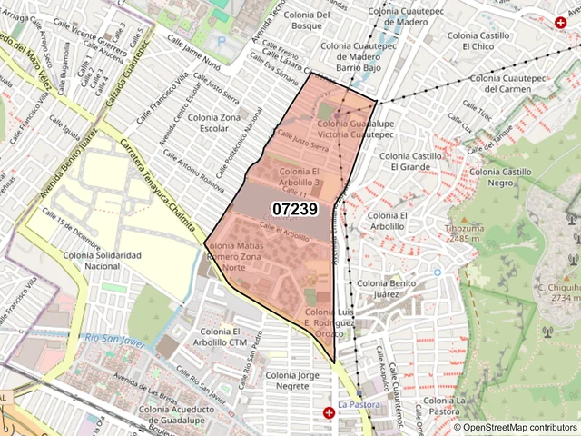 Mapa del código postal 07239, Gustavo A. Madero, Ciudad de México
