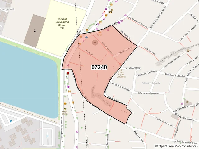 Mapa del código postal 07240, Gustavo A. Madero, Ciudad de México