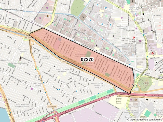 Mapa del código postal 07270, Gustavo A. Madero, Ciudad de México
