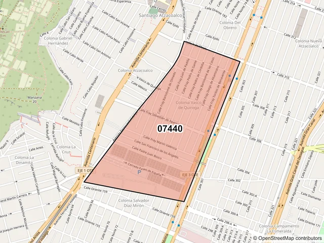 Mapa del código postal 07440, Gustavo A. Madero, Ciudad de México