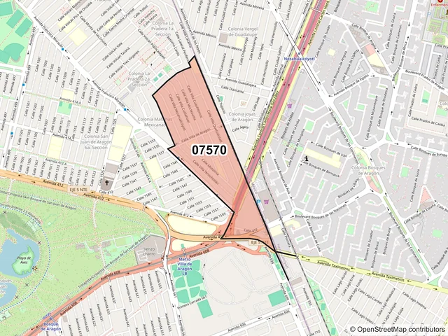 Mapa del código postal 07570, Gustavo A. Madero, Ciudad de México