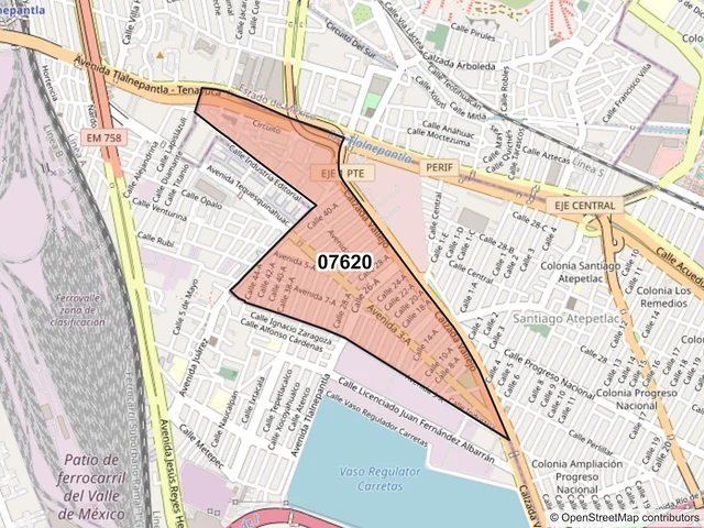 Mapa del código postal 07620, Gustavo A. Madero, Ciudad de México