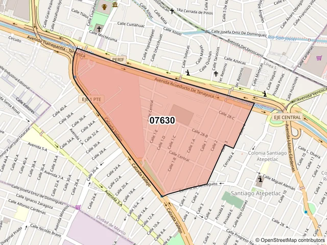 Mapa del código postal 07630, Gustavo A. Madero, Ciudad de México