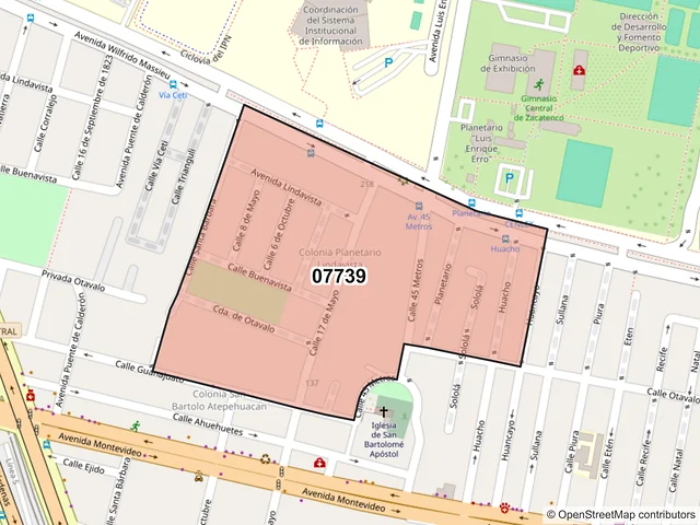 Mapa del código postal 07739, Gustavo A. Madero, Ciudad de México