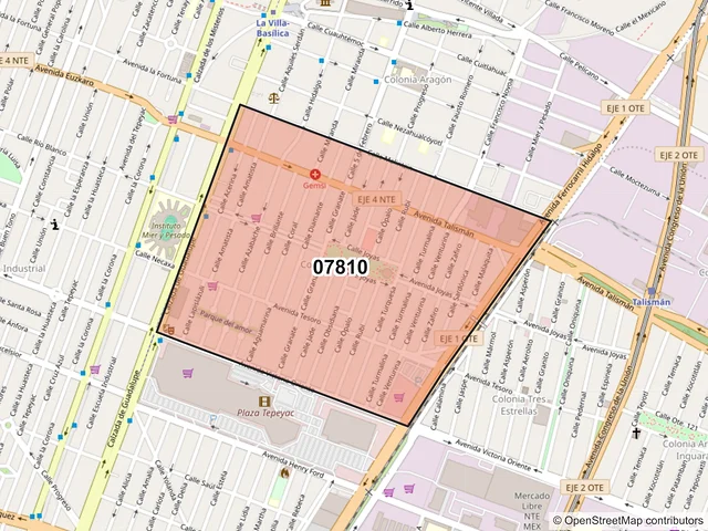 Mapa del código postal 07810, Gustavo A. Madero, Ciudad de México