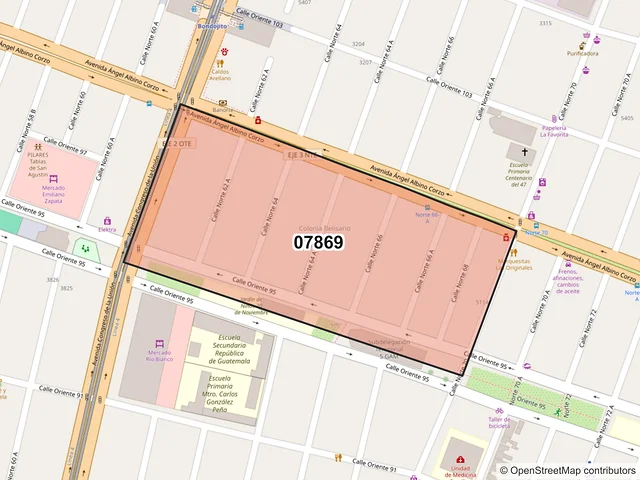 Mapa del código postal 07869, Gustavo A. Madero, Ciudad de México