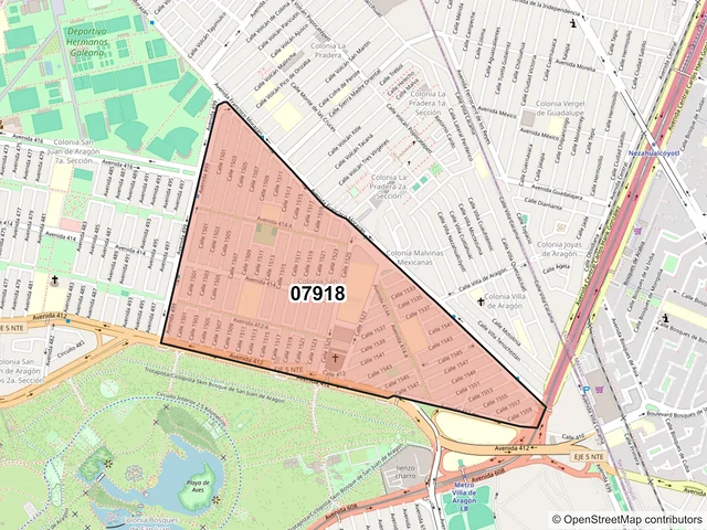 Mapa del código postal 07918, Gustavo A. Madero, Ciudad de México