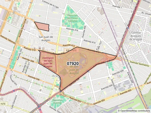Mapa del código postal 07920, Gustavo A. Madero, Ciudad de México