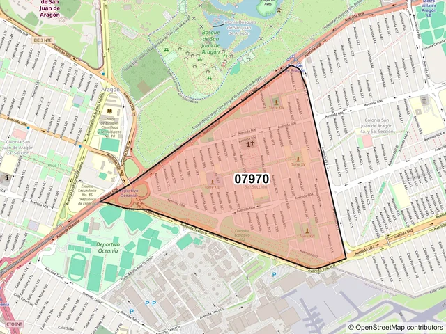 Mapa del código postal 07970, Gustavo A. Madero, Ciudad de México