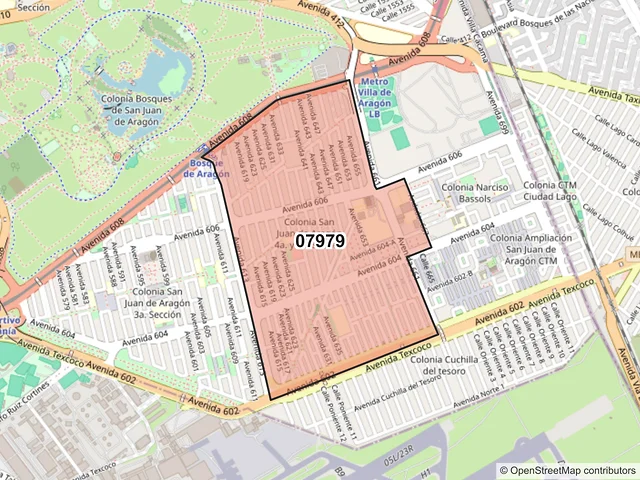 Mapa del código postal 07979, Gustavo A. Madero, Ciudad de México