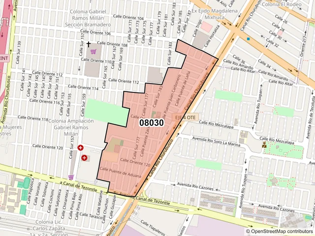 Mapa del código postal 08030, Iztacalco, Ciudad de México