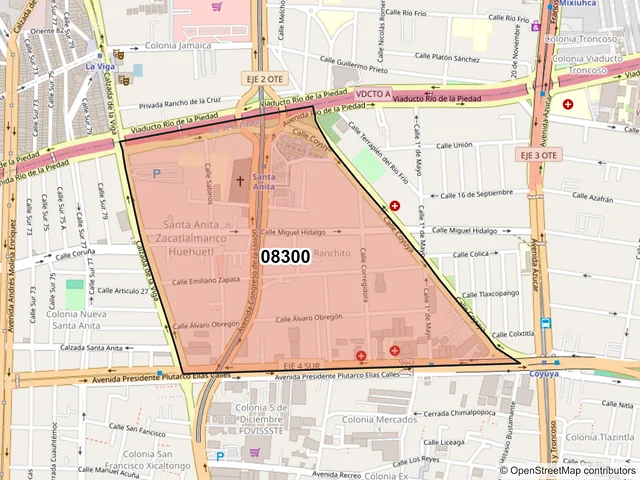 Mapa del código postal 08300, Iztacalco, Ciudad de México