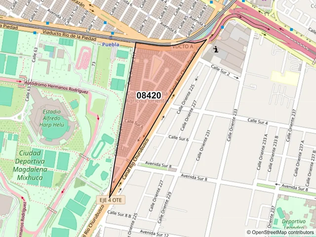 Mapa del código postal 08420, Iztacalco, Ciudad de México