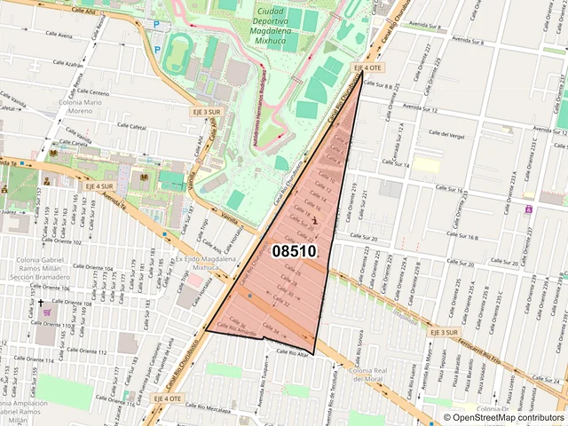 Mapa del código postal 08510, Iztacalco, Ciudad de México