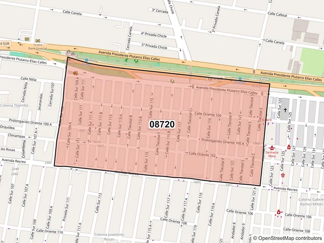 Mapa del código postal 08720, Iztacalco, Ciudad de México