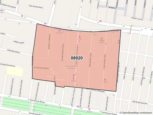 Mapa del código postal 08920, Iztacalco, Ciudad de México