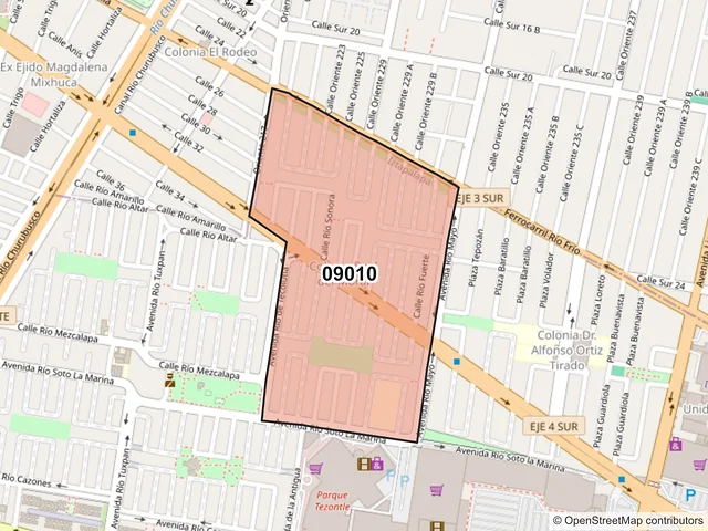 Mapa del código postal 09010, Iztapalapa, Ciudad de México