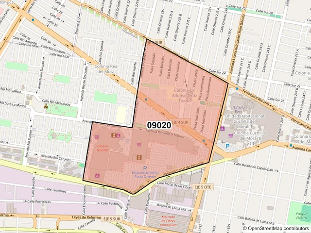 Mapa del código postal 09020, Iztapalapa, Ciudad de México