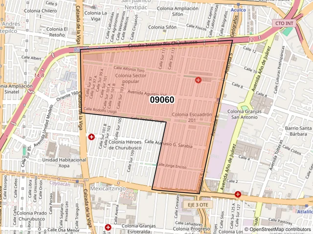 Mapa del código postal 09060, Iztapalapa, Ciudad de México