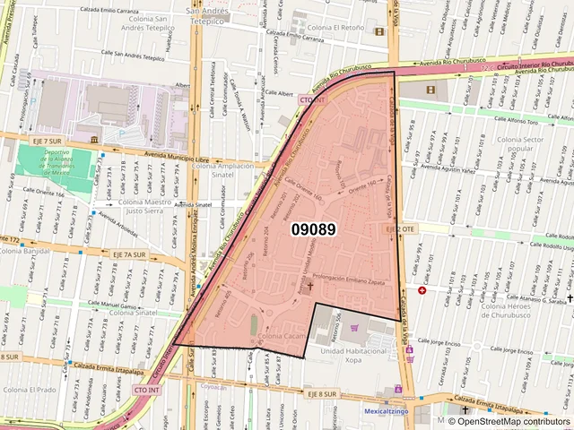 Mapa del código postal 09089, Iztapalapa, Ciudad de México
