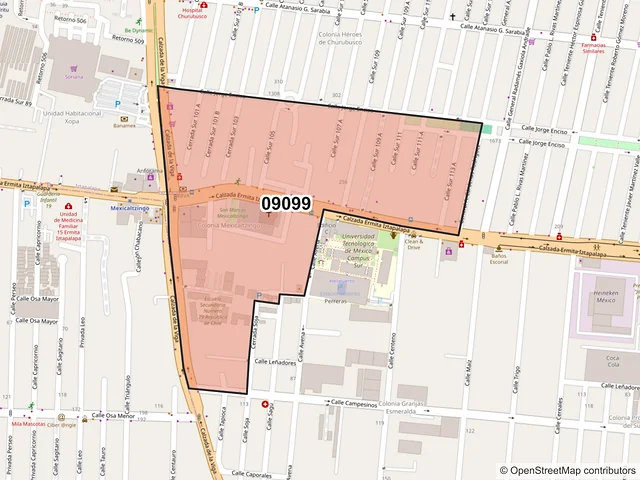 Mapa del código postal 09099, Iztapalapa, Ciudad de México
