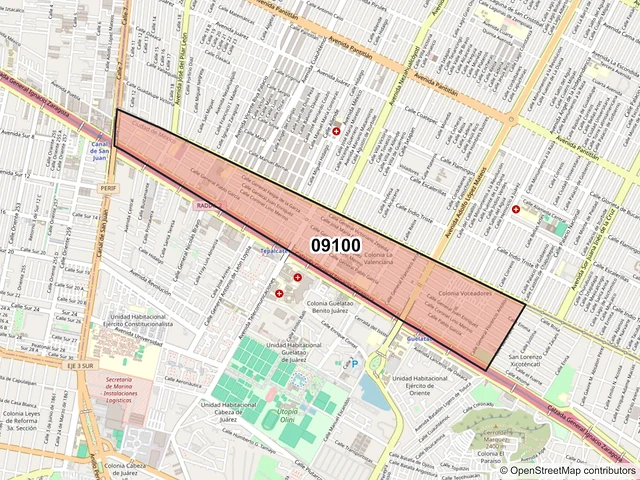 Mapa del código postal 09100, Iztapalapa, Ciudad de México