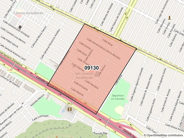 Mapa del código postal 09130, Iztapalapa, Ciudad de México