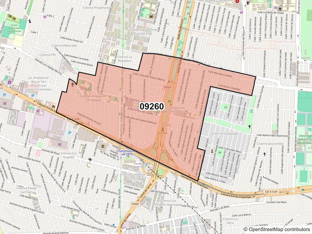 Mapa del código postal 09260, Iztapalapa, Ciudad de México