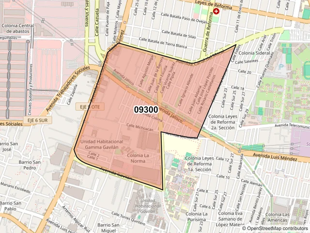 Mapa del código postal 09300, Iztapalapa, Ciudad de México