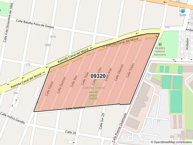 Mapa del código postal 09320, Iztapalapa, Ciudad de México