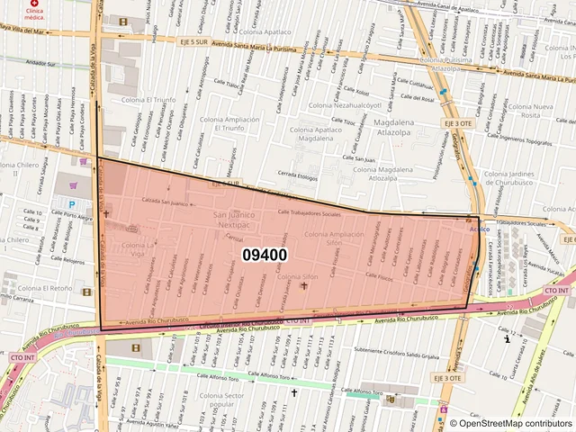 Mapa del código postal 09400, Iztapalapa, Ciudad de México